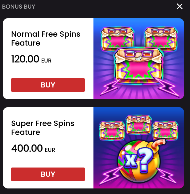 Feature Buys in Retro Sweets slot