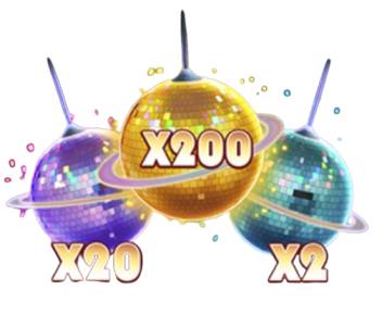 Glitter Balls in Area 69 slot game