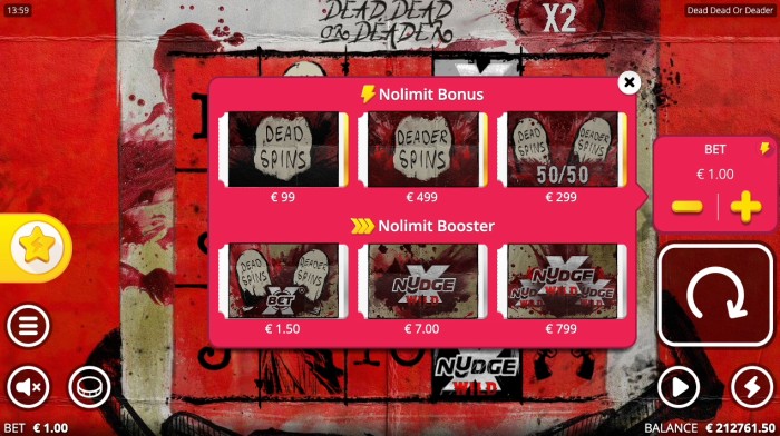 Bonus Buy in Dead Dead Or Deader slot game