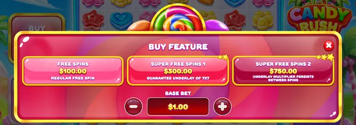 Feature Buys in Candy Rush Slot game